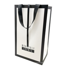 Custom Luxury White Card Gift Paper Shopping Clothes Bag Printed and Matte or Glossy Lamination with Ribbon Handle